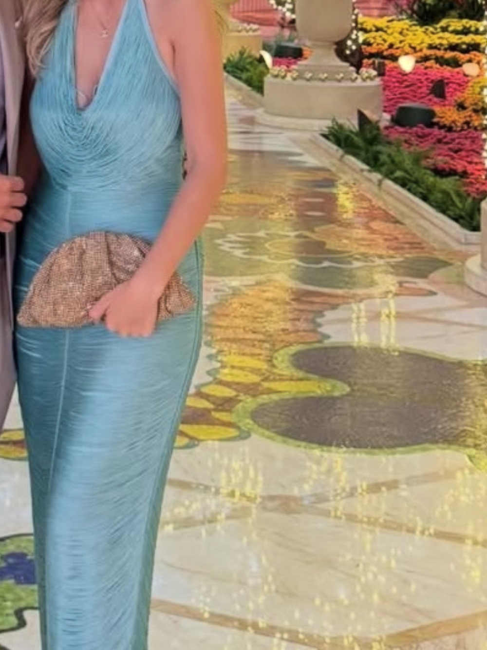 Mango Aqua Draped Cowl Midi Slip Dress - Picture 2 of 2